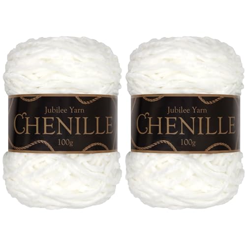 JubileeYarn Chenille Yarn - Worsted Weight - 100g/cake - Zirconia - 2 Cakes, 001 Zirconia