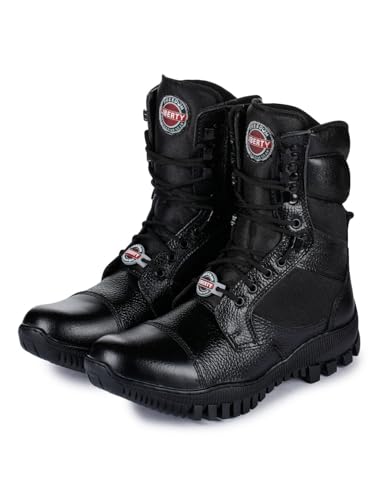 Image of Liberty Freedom Soldier-1 Army Boots for Men - Black Tactical Combat Shoes, Synthetic Leather High Ankle Military Boot, Lightweight PU Sole & Padded Insole for Hiking, Jungle Trekking & Defence