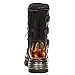 New Rock 591-S1 Red Flame Boots Metal Black Leather Heavy Punk Gothic Boots 36
