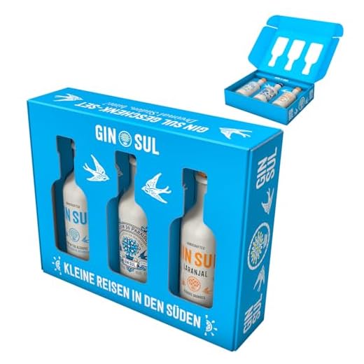 GIN SUL Geschenk-Set mit Sonderedition | Distilled Dry Gin I made in Hamburg | Gin Sul Classic 43% Vol., Laranjal 43% Vol. und Jardim do Paraíso 45% Vol. 3x50ml | Probierset