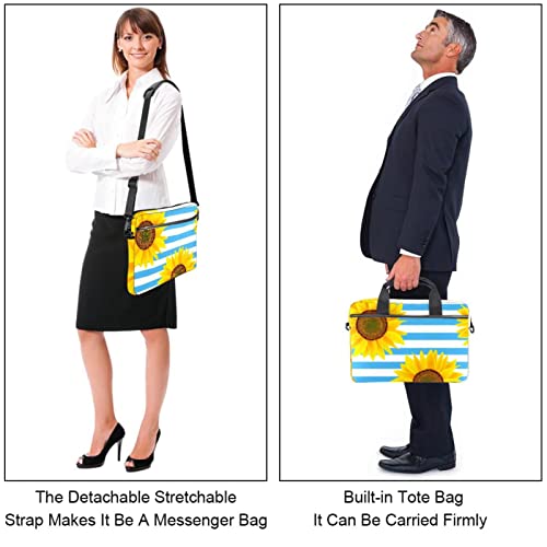Sac à bandoulière pour ordinateur 13.3 pouces rayures bleues et blanches