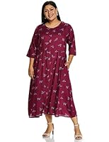 MyBlush Women's Midi A-Line Dress (MYB084_Purple_XX-Large_Purple_2XL)
