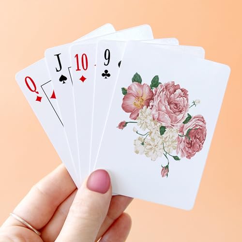 Naipes Póker tamaño estándar con rosas rosas miniatura 4