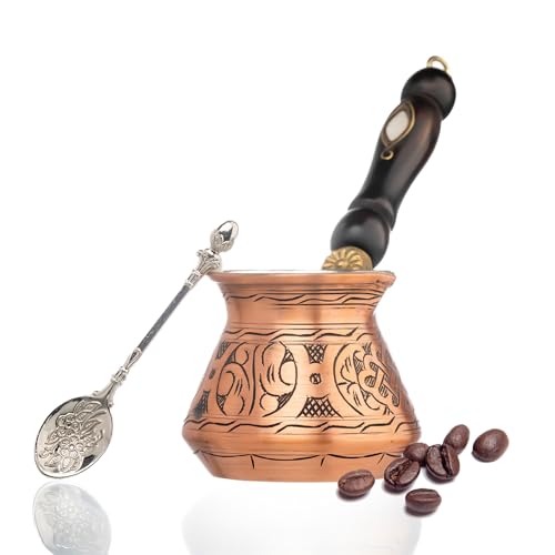 12 Oz Copper Turkish Coffee Pot with Copper Handle
