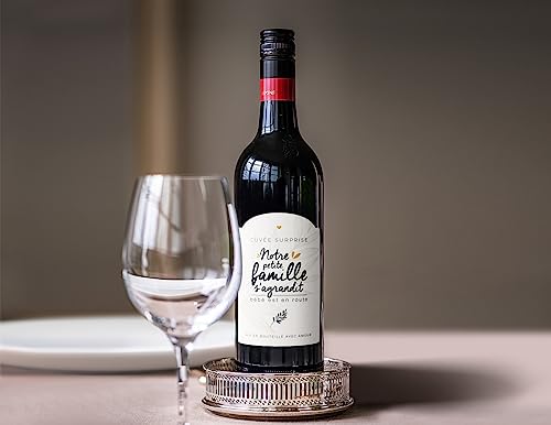 Porte-clés Annonce Naissance "La Famille S'agrandit" - Cadeau Grossesse, Acier Inoxydable, Pendentif 2,5 Cm