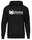 UGLYSHIRT Nürnberg Ehre und Stolz Herren Kapuzenpullover | Franken Pullover Sport Fanartikel Hoodie Fussball Ultra Skyline | M2 Schwarz (XL)