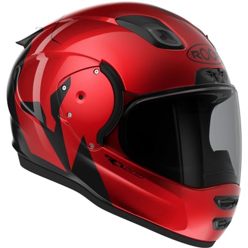 ROOF RO200 Casco Moto Integrale In Vetroresina - Colore Troyan Rosso - Massimo Comfort, Robustezza E Leggerezza - Prezzo Di Fabbrica - 4 Anni Di Garanzia (60 - L)