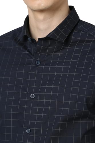 Image of Peter England Men's Cotton Checkered Regular Fit Shirt