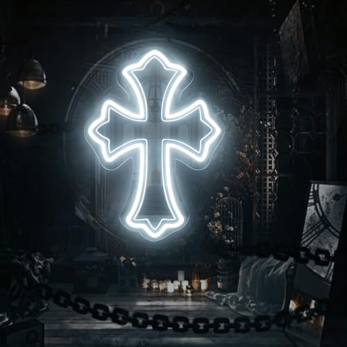 Image of Cross Gothic Y2K Cross Mirror Neon Sign Gothic Wall Decor