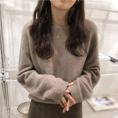 Women's Knitted Sweater Long-Sleeved Loose Wool Pullover Round O-Neck Sweater Autumn and Winter Thickened Versatile2