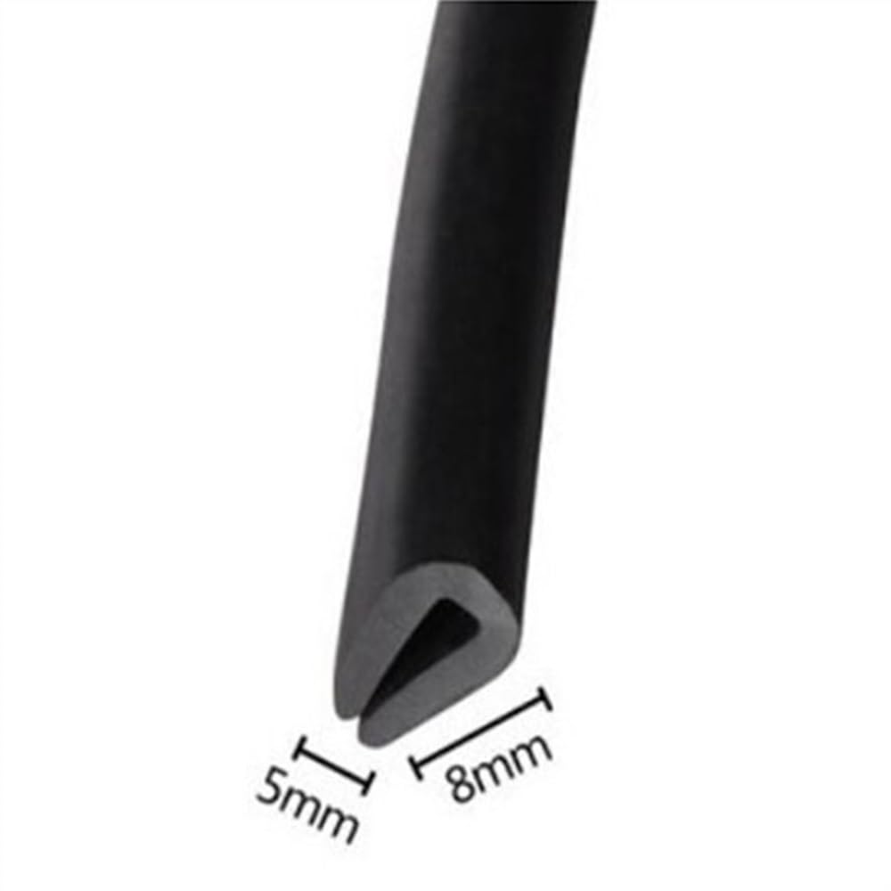Striscia di gomma nera con canale a U, 5 x 8 mm, guarnizione per porte e finestre, lunghezza 1 metro