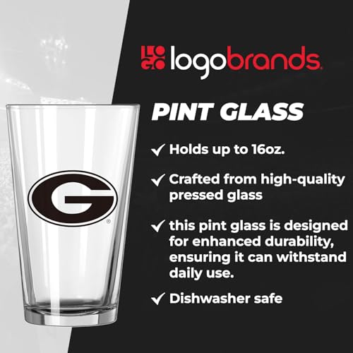 Image of Logo Brands NCAA 16 oz Pint Glass - Durable Glass With Bold Team Color- Chip-Resistant Rim Drinkware For Fans, Tailgates, Home Bars & Everyday Use