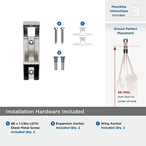 Image of Amerock Avid Double Prong Polished Chrome Wall-Mounted Hook