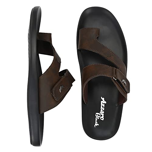 Image of Azzaro Black Men's Sandals | Stylish Strap Sandal with Grip Insole | Comfortable Casual Footwear for Office, Travel & Everyday Walking