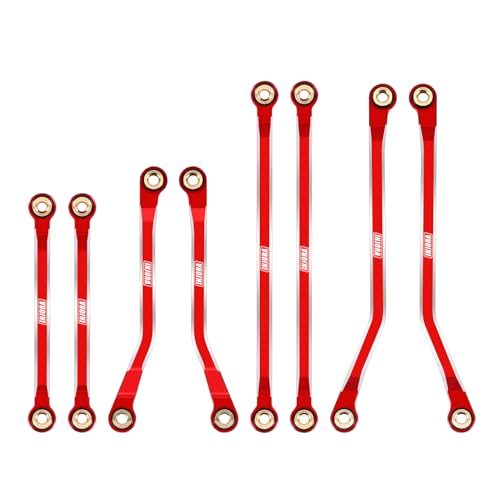 INJORA High Clearance Links Set - CNC Aluminium Chassis Link for TRX4M High Trail K10 F150 Upgrade 1/18 RC Crawler（Red）