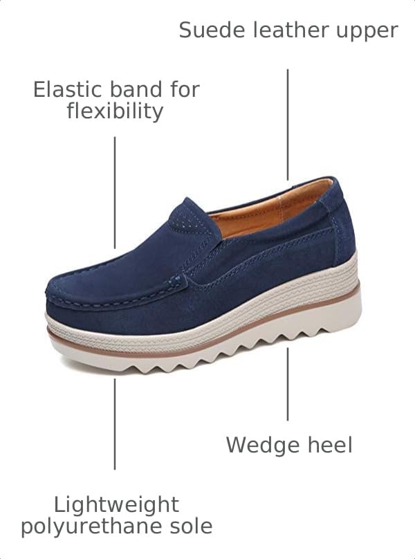 Image of YING LAN Women's Suede Platform Wedge Slip On Loafers Shoes