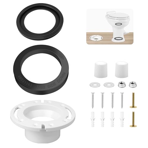 Image of RV Toilet Seal and 3 Inch Socket RV Toilet Flange for Dometic 300 /310 /320 RV Toilets, Toilet Parts Replaces 385345892 Flange, 385311658 Flush Seal and 385311652 Base Seal, 3 in 1 RV Toilet Repair Kit