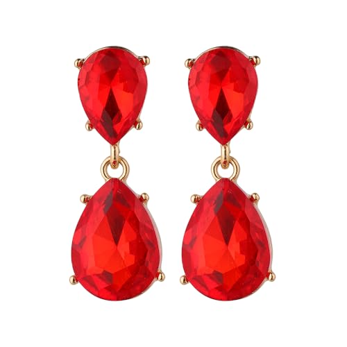 Classic Crystal Teardrop Wedding Bridal Dangle Drop Earrings for Women