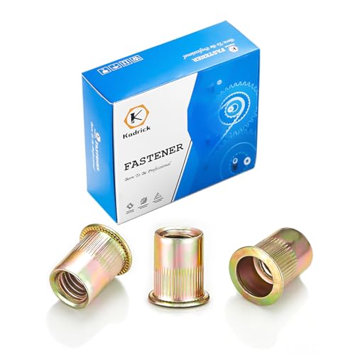 Kadrick RIVNUTS-810 #6-32 Rivet Nuts(#6#8#10 1/4 Inch 5/16 Inch 3/8 Inch Available),160Pcs Sae Carbon Steel Flat Head Threaded Insert Nuts 6-32 Unc Riv Nuts cover