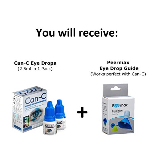 Can-C Lubricant Eye Drops with Antioxidant N-Acetylcarnosine | Effective Solution for Cataracts & Dry Eyes | Natural Eyedrop Ointment Also Includes a Handy Peermax Eye Drop Guide & Wash Cup