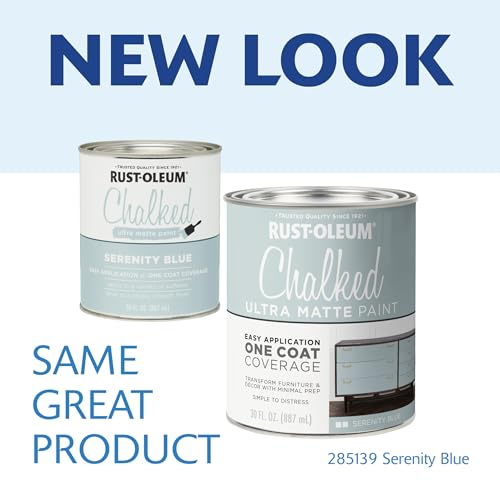 Image of Rust-Oleum Serenity Blue Chalked All-in-One Ultra Matte Paint | One Coat Coverage | No Primer, Sanding, Or Topcoat Needed | Easy Clean Up | Made in USA | 30 OZ | 2 Pack