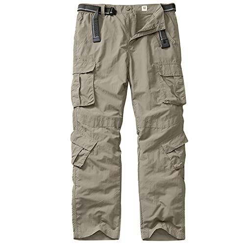 Jessie Kidden Pantalon cargo léger à séchage rapide pour homme avec 8 poches, kaki, 40 Cover