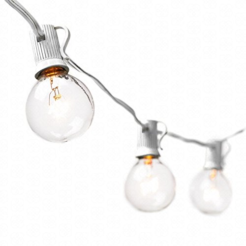 Deneve 50 Ft Globe String Lights G40 Bulbs, White - Connectable Strings Lights for Bedroom, Outdoor String Lights, String Lights Outdoor, String Lights Indoor