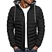 N /C Piumino Invernale da Uomo Cappotto in Peluche con Bottoni Manica Lunga con Zip Top con Cappuccio Pullover con Cappuccio Camicetta Felpa T-Shirt Capispalla Caldi Streetwear (Nero, M)