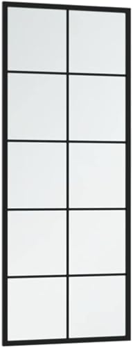 Miniatura 4 de vidaXL Espejo de pared, negro, rectangular, para montar en la pared, 7.9 x 19.7 pulgadas, hierro recubierto de polvo y vidrio, ideal para