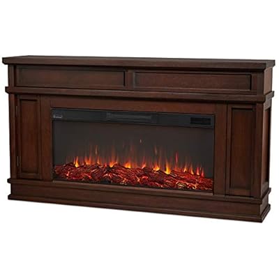 BOWERY HILL Traditional Electric Fireplace Wooden Surround Mantel Heater with Remote Control, Adjustable Led Flame, 1500W in Dark Walnut