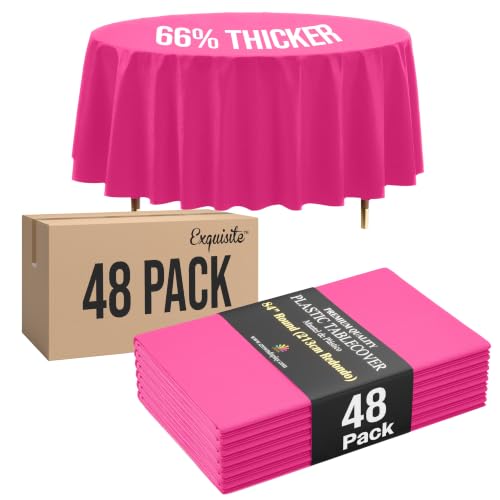 Image of Exquisite Hot Pink Round Tablecloth 84 inch - 48 Pack