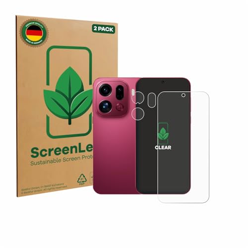ScreenLeaf 2 Unidades Protector de pantalla para Oppo Find X9 Pro (Frontal+Cámara) [Protección de Pantalla Sostenible, Clear, Anti-Arañazos]