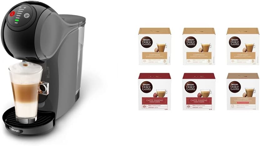 Nescafé Dolce Gusto DeLonghi GENIO S EDG225.A, Macchina per Caffè Espresso e Altre bevande in capsula, Automatica, Grigio Antracite + Cortado Espresso Macchiato, Ginseng, Cortado Deca, 96 Capsule Nescafé Dolce Gusto DeLonghi GENIO S EDG225.A, Macchina per Caffè Espresso e Altre bevande in capsula, Automatica, Grigio Antracite + Cortado Espresso Macchiato, Ginseng, Cortado Deca, 96 Capsule