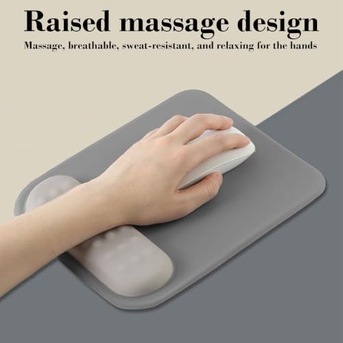 Image of Mouse Pad with Gel Wrist Rest Support, Ergonomic Mouse Cushion with Non Slip Rubber Base Mouse Pad for Laptop, Computer, Gaming, Office (Elephant Grey, Rectangular)