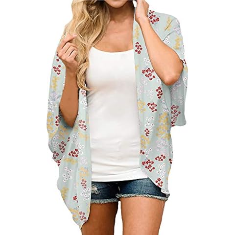 FINOCEANS Women's Floral Cardigan Kimono Beach Cover Ups Boho Sheer Casual Wraps Tops Large Mint Cover