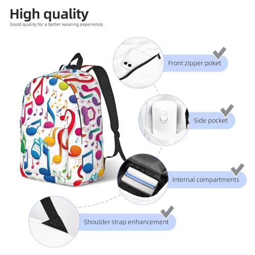 Mochila para laptop con estampado de notas musicales para mujer 5