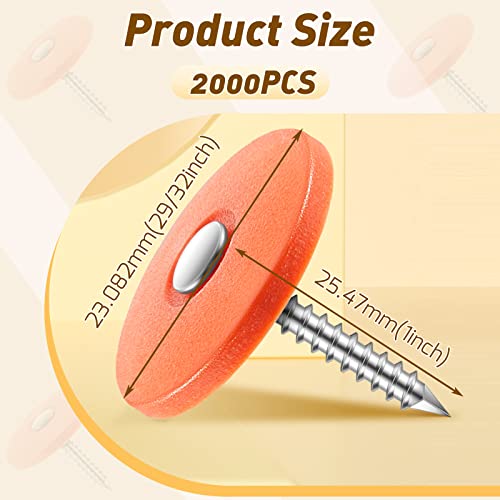 Round Plastic Cap Nail 1 Inch Roofing Nails Galvanized Tar Paper Nails For House Wrap Fastening Foam Board Roofing Felt Insulation Film (2000) #TOP1