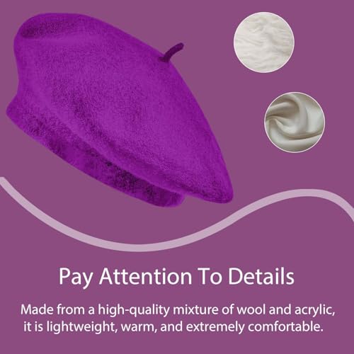 Image of Jolbndcv 6PCS Beret, French Beanie, Outdoor, Winter, Fashion Lady Hat | One Size Fits Most,Solid Color,Stretchable,for All Season