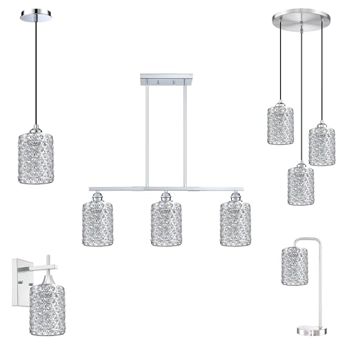 Image of 2 Pack Crystal Replacement Covers Metal Shade Pendant Ceiling Chandelier Wall Sconce Lamp Chrome Fixture