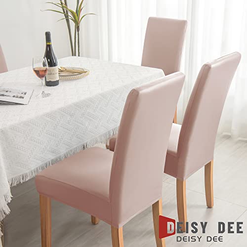 Deisy Dee Waterproof Leather Dining Room Chair Covers For Parson Chair Protector (4, Khaki) #TOP5