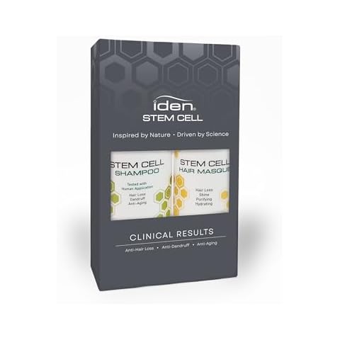 IDEN Signature Stem Cell Shampoo and Hair Masque Set, Promotes Healthy Hair Growth, Bee Propolis & Stem Cell Extracts, 12 fl.oz Each Cover