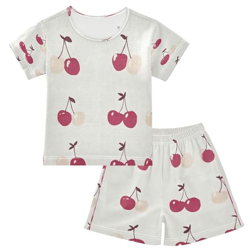 senya Short Sleeve Pajamas Sets Summer Cotton Sleepwear Grey Red Cherry Checked