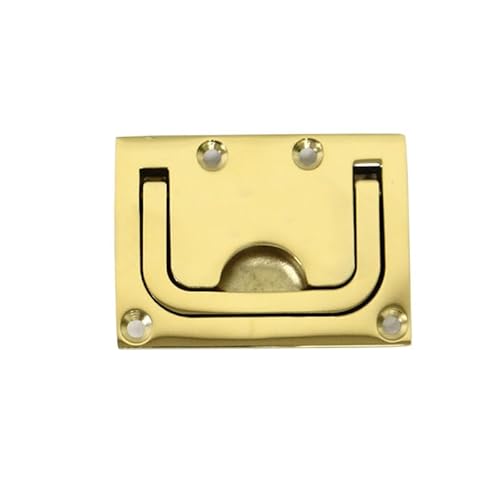 FALKIN 316 Stainless Steel Brass Plating Hatch Pull Handle With Mounting Screws Round Square Flush Lift Ring For Boat(76x58mm)