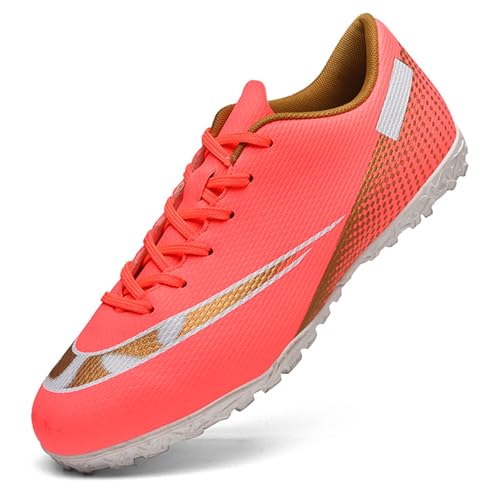 Topwolve Zapatillas de Fútbol Hombre Profesionales Calzado de Fútbol Aire Libre Atletismo Entrenamiento Botas de Fútbol Zapatos de Deporte,Rosa,35 EU