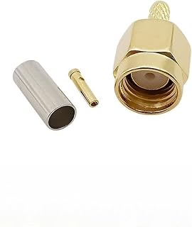 RP-SMA Male (Female Pin) Solder Adapter RP SMA Plug Connector Crimp Fit Compatible RG316 RG174 LMR100 Coaxial Cable (Color : 1Pcs)