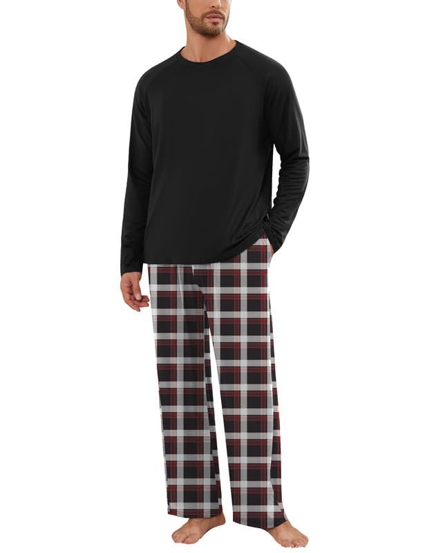 Gemütlicher Herren Schlafanzug Aus Baumwolle - Langarm Mit V-Ausschnitt & Taschen