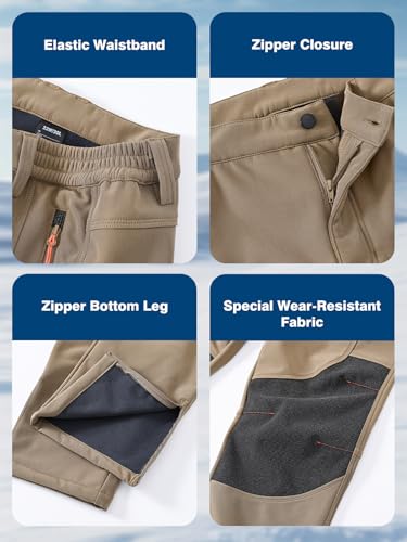 SPOSULEI Mens Ski Waterproof Insulated Pants Fleece Lined Softshell Snow Hiking Snowboard Outdoor Pants with Zipper Pockets - Image 6