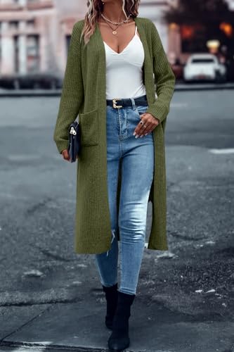 Image of Danedvi Long Cardigan Sweaters Women Trendy Open Front Coat with Pockets | Open Front Duster,Long Sleeve Coatigan,Soft Knit,Oversized,Casual Fall Winter, Daily Wear, Going Out,Work Office