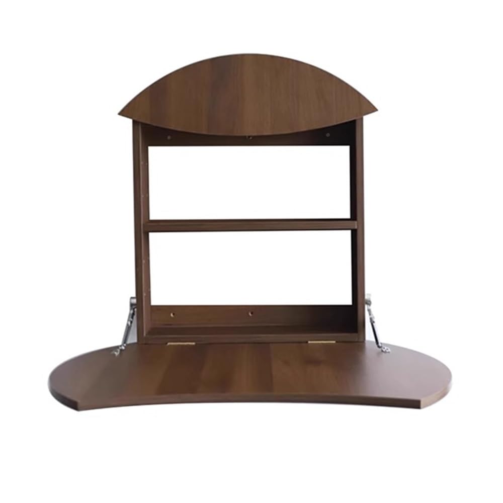 asdchZen Foldable Floating Makeup Desk Wall-Mounted Small Vanity Table Space-Saving Wood Flip-Up Dressing Table For Bedroom Living Room & Balcony,Walnut