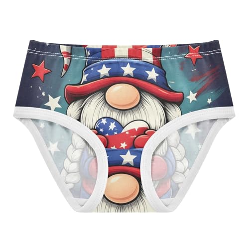Cute Gnome American Flag Girl Panties Cute Girls Underwear Toddler Cotton Print Kids Undies Briefs 2t